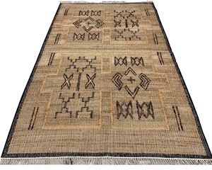 Tapis Kilim en jute tissé à la main de haute qualité fabriqué à la main avec la technique de tissage plat de conception de thème tribal fabriqué en Inde - Product Image 5