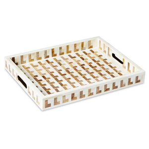 Elegant Handcrafted Pearl Wood Oval Serving <b>Tray</b> With Inlay Handles Home Decorative Centerpiece Elegant <b>Kitchen</b> Storage <b>Trays</b> - Product Image 4