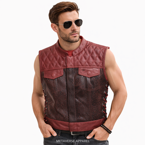 Gilet de motard brodé robuste avec poche dissimulée pour armes de défense, respirant, idéal pour l'été - Product Image 6