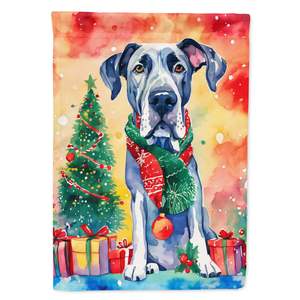 Great Dane Noël Grande Cour Bannière Oeuvre Multicolore Polyester Maison Drapeau Porche Manches Pôle Décoratif Tenture Murale pour - Product Image 1