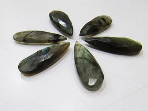 Ensemble de 4 pointes de flèche en agate naturelle bleue chatoyante, taille poire, environ 1 pouce de long, pour la fabrication de bijoux - Product Image 1