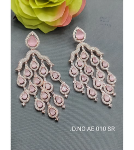 Elegantes Pendientes de Oro Rosa con Perla Natural y Circonitas Brillantes para Boda, Modernos, para Mujer, Maharashtra RCHIE CREATION - Product Image 1