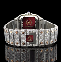 Jam Tangan Mekanik Unisex Shreeji Jewels Mewah Berkualitas Tinggi, Casing Persegi Baja Tahan Karat 40mm, Dial Analog, Moissanite VVS, Alarm
