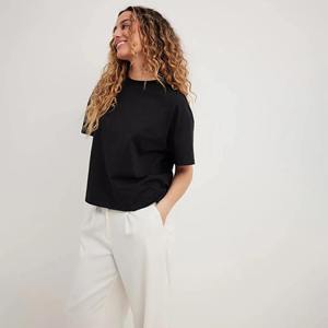 Women's Short Sleeve Cotton Jersey T-Shirt Casual Solid Color Regular Fit Knitted Plain Dyed <b>Top</b> - Product Image 3