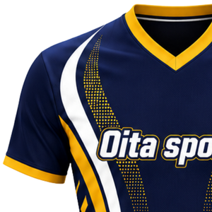 Manufacturer Custom Navy Blue Yellow Sublimated Volleyball Jersey Short Sleeve Athletic Team Sports Shirt Match Game Apparel - Product Image 3
