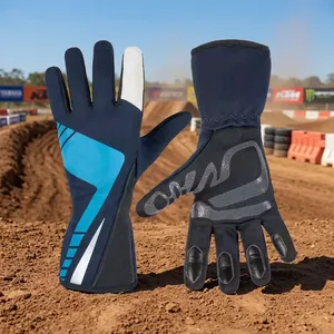 Gants de karting unisexes à doigts entiers en néoprène antidérapants pour sports de plein air, design à panneaux, couleur bleu-noir - Product Image 6