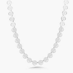 10k 14k 18k Gold Smiley Face Necklace Statement Collar F VS Round Cut Lab Grown Diamond Pave Curved <b>Choker</b> Jewelry For Women - Product Image 1