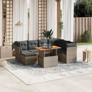 Set Divano da Giardino Grigio in Rattan 6 Posti con Cuscini Arredamento da Esterno Design Contemporaneo - Product Image 1