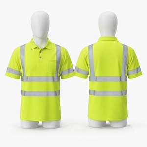 Chemise de sécurité haute visibilité en toile polyester 180 GSM, jaune fluo, avec bande réfléchissante, vêtements de travail personnalisables, respirante - Product Image 2