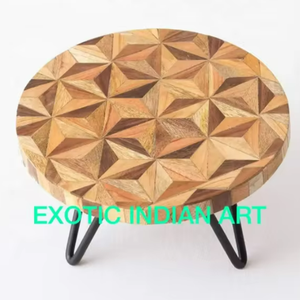 Support à gâteau en bois de manguier naturel, diamètre 10'' et hauteur 4,25'', pour la décoration de gâteaux - Product Image 6