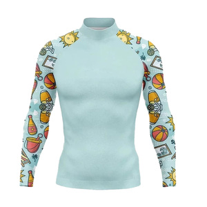 Hauts de compression unisexes à manches longues, personnalisés OEM, sous marque privée, avec impression par sublimation, coutures plates, pour la gym - Product Image 1