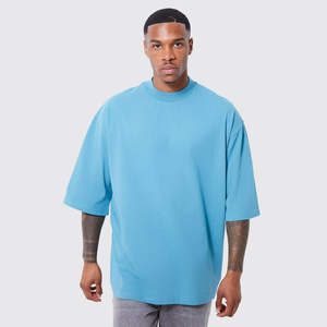 Nueva Camiseta de Algodón Grueso con Cuello Redondo, Estilo Urbano, Oversize, Lavado Ácido Vintage, Transpirable, para Hombre, Venta al Por Mayor - Product Image 1