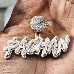 จี้เพชรโมอิสซาไนต์ทรงกลม 2 กะรัต ชื่อสั่งทำพิเศษสำหรับผู้ชาย ชุบทองคำขาว 14K - Product Image 3