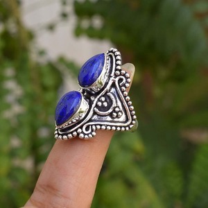 Handmade <b>Lapis</b> <b>Lazuli</b> Designer <b>Ring</b> Artisan 925 Sterling Silver Jewelry - Product Image 3