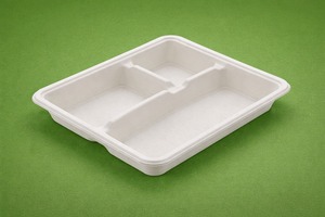 Assiette de fête à 3 compartiments en bagasse de canne à sucre 100% biodégradable et compostable, écologique, jetable, compatible micro-ondes et recyclable - Product Image 5