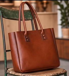 Sac fourre-tout en cuir véritable pour femme, style classique, grande capacité, poignée supérieure, couleur marron, usage quotidien - Product Image 3