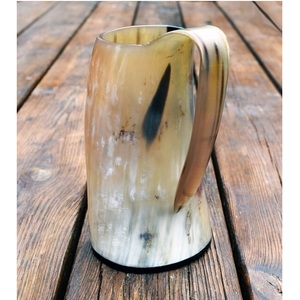 Mug à boire en corne naturelle avec poignée - Design moderne écologique - Tasse cadeau avec isolation thermique de 12 à 24 heures - Logo personnalisable - Product Image 2