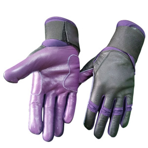 Guantes de Bateo de Béisbol Profesionales de Cuero Genuino XL, para Entrenamiento, Ambidiestros, Morados y Negros, con Soporte para Muñeca, Equipo Deportivo - Product Image 1