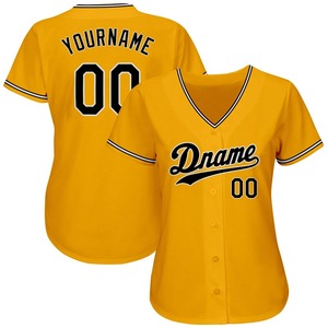 Maillot de baseball personnalisé pour homme, jaune, manches courtes, boutons sur le devant, respirant, polyester, impression du nom de l'équipe, taille adulte - Product Image 6