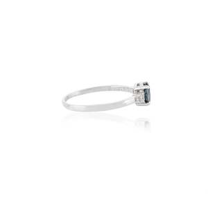 14K White Gold Three Stone Sapphire Diamond Cluster Proposal Ring - Product Image 6
