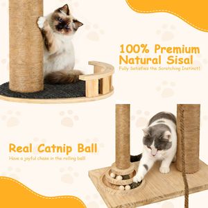 Centro Attività per Gatti con Tiragraffi Rinforzato a 6 Livelli Regolabili in Altezza, da Pavimento a Soffitto - Product Image 3
