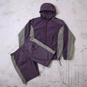 Nuevos Conjuntos Cortos Cortavientos de Estilo Urbano con Sudaderas con Cremallera, Precio al por Mayor, Estilo Único, 100% Nylon, Conjunto Corto Cortavientos Liso - Product Image 6