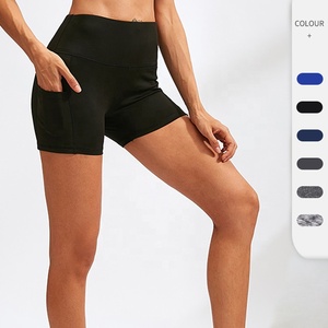 Wholesale Women's High Waist Yoga With Pocket Running Training <b>Tight</b> Quick Drying Elastic Fitness Active Yoga Workout <b>Shorts</b> - Product Image 1