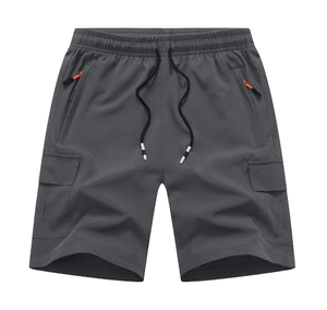 Pantalones Cortos Bermuda para Hombre, Color Gris Sólido, 100% Poliéster, Ecológicos, Cintura Media, Cierre con Cordón, Bolsillos Tipo Cargo, Casuales, de Secado Rápido - Product Image 1