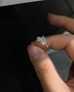 Luxury Double Pear Cut VVS 1.5 Carat Moissanite Wedding Ring Rhodium Plated Prong Set <b>Solid</b> S925 Sterling <b>Silver</b> for Women - Product Image 5