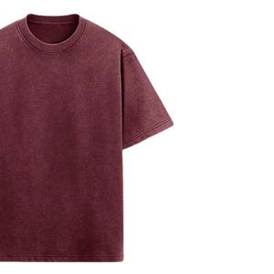 Camiseta Vintage Lavada Color Granate Borgoña, Estilo Urbano, Tejido Grueso de Poliéster/Algodón, con Impresión de Logotipo Personalizado para Hombre - Product Image 4
