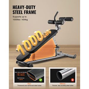 Panca Pieghevole Regolabile per Addominali con Maniglia per Crunch Inverso - Acciaio Resistente, Capacità 450 kg - Product Image 3