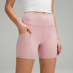 Shorts Deportivos de Yoga para Mujer al por Mayor, Cintura Alta, para Entrenamiento, Fitness, Color Rosa, con Bolsillos - Product Image 5