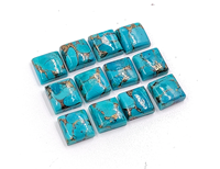 Cabochons carrés en turquoise bleue de qualité supérieure 7*7 mm, 100% PIERRE PRÉCIEUSE NATURELLE, 5 pièces, percés sur une seule face pour la fabrication de bijoux