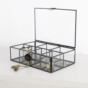 Modern Luxury Metal Glass <b>Mirror</b> Jewelry Organizer Storage <b>Box</b> Gold Metal Frame Flower Top Necklace Organization - Product Image 4