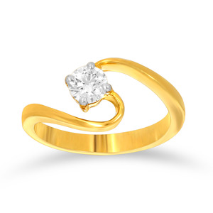 Bague solitaire classique en or jaune 18 carats avec diamant torsadé ouvert pour femme, bague de fiançailles ronde brillante, bijoux fins pour anniversaire - Product Image 1