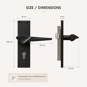 Poignée de porte à levier KELLTON noir mat, ensemble complet avec corps de serrure et cylindre, moderne, ambidextre, pour portes intérieures - Product Image 3