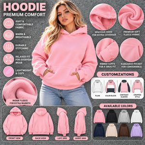 Sudadera con capucha extragrande para mujer, rosa liso, con forro, estampada, de otoño, con hombros caídos, estilo casual, con bolsillo canguro - Product Image 6