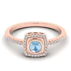 Bague de fiançailles REYES en argent sterling 925 avec moissanite certifiée GRA, pierre de naissance, taille ronde, 0,25 carat, pierre précieuse aigue-marine - Product Image 5