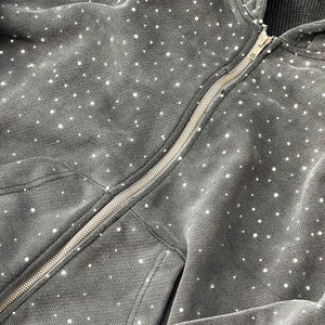 Sudadera con Capucha Vintage al por Mayor con Pedrería para Hombre, Sudadera Pesada de Algodón, Proveedor de Marca Privada - Product Image 4
