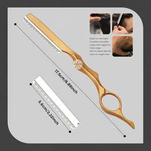 Rasoirs pour le visage, 6,89 pouces, rasoir professionnel pour le visage, lames de rechange en acier inoxydable, manche en bois, salon/maison - Product Image 4