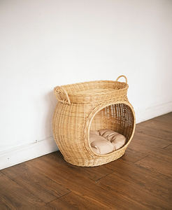 Lit pour animaux en rotin tressé à la main, lit en osier naturel pour chat et chien, mobilier écologique pour animaux d'intérieur - Product Image 6