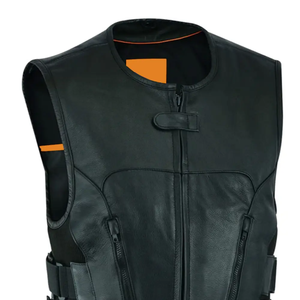 Veste en cuir de moto pour homme, style course, en cuir véritable, fermeture éclair sur le devant, haute protection, décontractée, pour la conduite urbaine - Grande Vente - Product Image 3