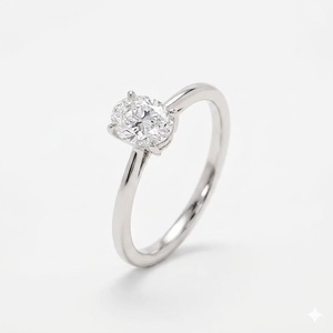แหวนเพชรทรงรี 0.5 กะรัต รุ่น 950 Platinum Elegant ดีไซน์หรูหรา แหวนเพชรเม็ดเดี่ยว สี E ความสะอาดระดับ VS แหวนเพชรทรงรีจากแล็บ แหวนแฟชั่น - Product Image 5