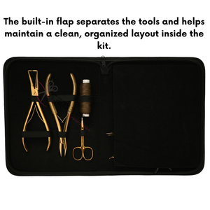 Gold Hair Extension Installation Set featuring 7 In Pliers Flat <b>Bead</b> Crimper Removal Tool Wig <b>Thread</b> Professional Styling Clips - Product Image 5