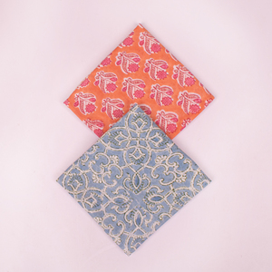 Pañuelo Cuadrado de Algodón con Estampado Azul y Naranja, Casual, Transpirable, para Primavera/Verano, Impresión Digital, a la Moda, Suave al Contacto con la Piel - Product Image 3