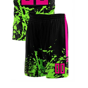 Custom 7v7 Flag Football Uniform Neon Splash Sublimated <b>Compression</b> Jersey Shorts Set OEM - Product Image 6