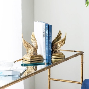 Antique design cast aluminum swan wings bookend set bronze finish decorative metal book holder vintage luxury desk organizer - Product Image 3