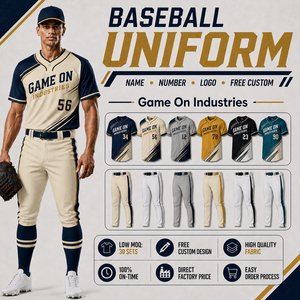 Tenue d'entraînement athlétique respirante de haute qualité : Ensemble chemise de baseball et pantalon à passepoil assorti, idéal pour la vente en gros - Product Image 1