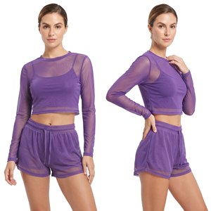 Women's <b>Sexy</b> Sheer Mesh Shorts <b>Set</b> Clubwear Nightwear Mesh T Shirt Shorts Two Piece Women 100% Polyester Transparent Shorts <b>Set</b> - Product Image 1