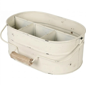 Porte-couverts galvanisé de qualité supérieure avec poignées latérales, organiseur de couverts en métal à 4 compartiments - Product Image 3